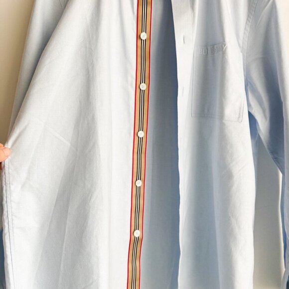 Burberry Light Blue Icon Stripe Poplin Shirt Men's Large - Picture 4 of 9